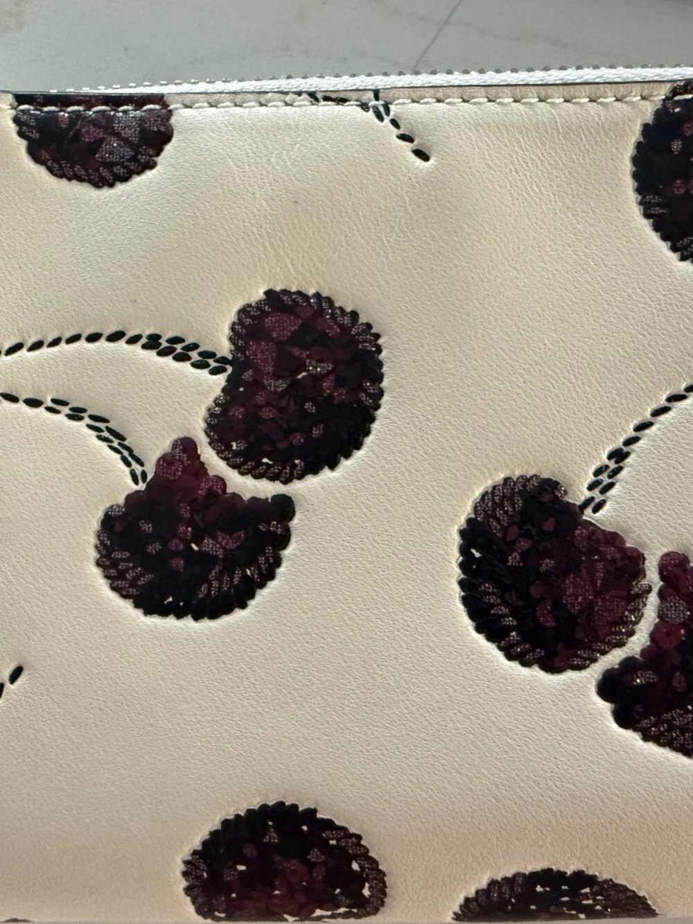 Brand New Coach Wristlet, Ivory Leather with Fun Cherries! - Picture 5 of 5
